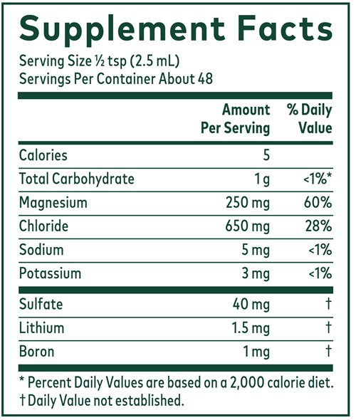Liquid Magnesium with Trace Minerals (Gaia Herbs Professional Solutions) Supplement Facts