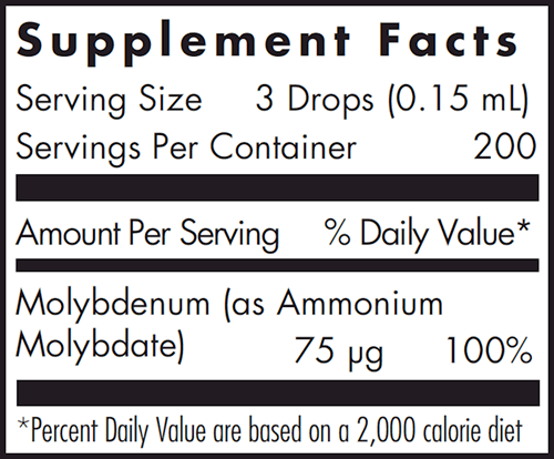 Liquid Molybdenum (Allergy Research Group) supplement facts