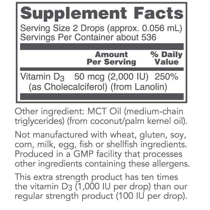 Liquid Vitamin D-3 2,000 IU (Protocol for Life Balance) Supplement Facts