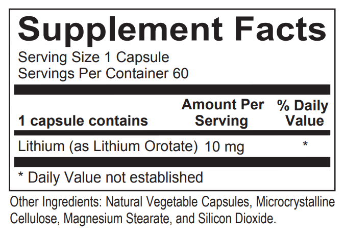 lithium orotate ortho molecular supplement