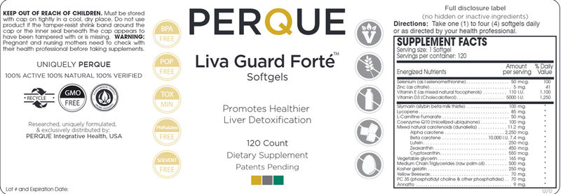 Liva Guard Forte (Perque) 120ct Label