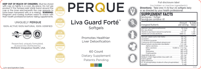 Liva Guard Forte (Perque) 60ct Label