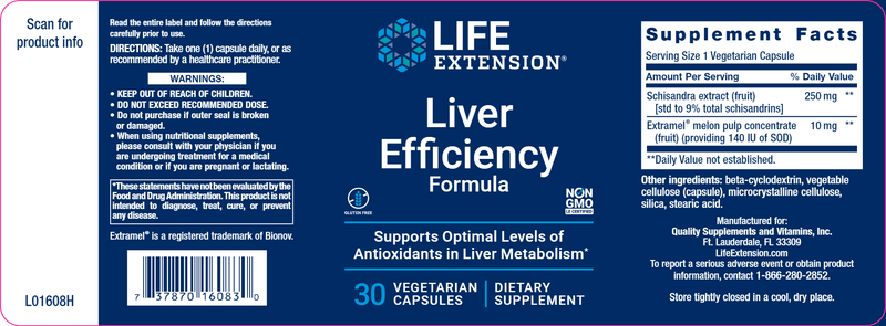 Liver Efficiency Formula (Life Extension) Label