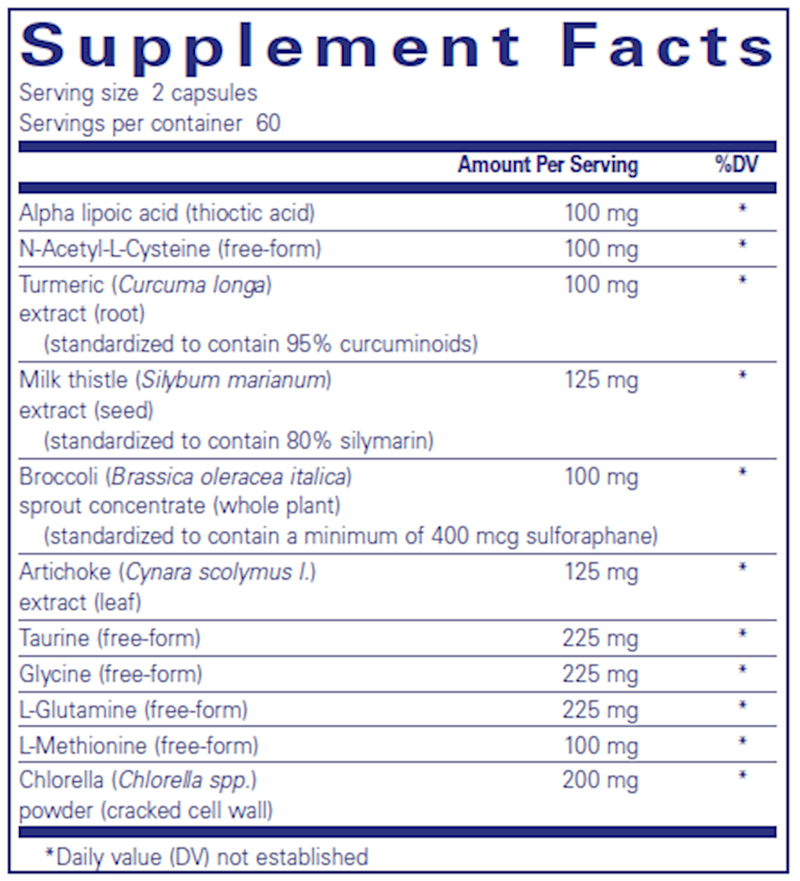 Liver-G.I. Detox (Pure Encapsulations) supplement facts