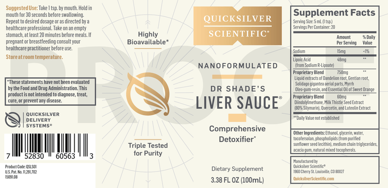Liver Sauce® (Quicksilver Scientific) Label