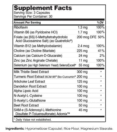 LiverShield (Advanced Nutrition by Zahler) Supplement Facts
