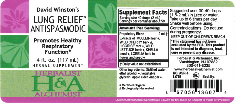 lung relief antispasmodic (herbalist alchemist) label