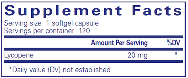 Lycopene 20 Mg 120 caps (Pure Encapsulations) supplement facts