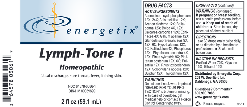 Lymph-Tone I (Energetix) Label
