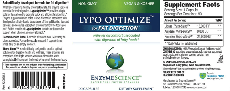 Lypo Optimize Enzyme Science Label