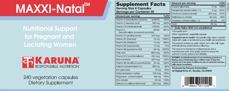 MAXXI-Natal (Karuna Responsible Nutrition) Label