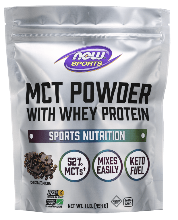 MCT Powder Whey Protein Chocolate Mocha (NOW) Front
