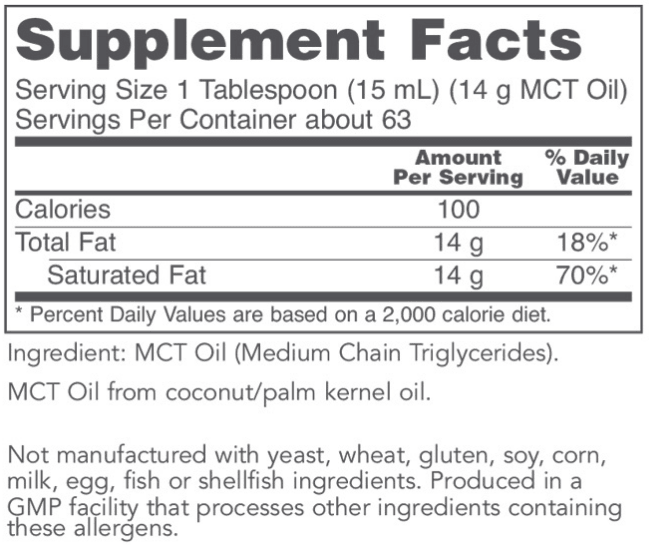 MCT Oil (Protocol for Life Balance) 32oz Supplement Facts