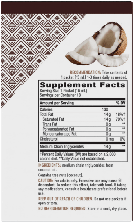 MCT Oil 18 Packets (Nature's Way) Supplement facts