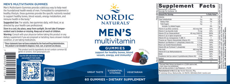 MEN’S MULTIVITAMIN GUMMIES (Nordic Naturals) Label