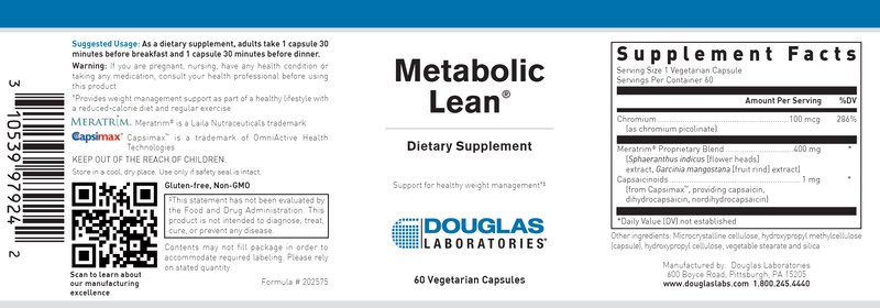 METABOLIC LEAN (Douglas Labs) label