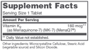 mk-7 vitamin k2 (protocol for life balance) supplement facts