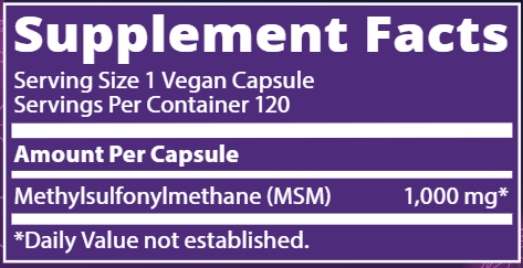 MSM 1000 mg (Metabolic Response Modifier) Supplement Facts
