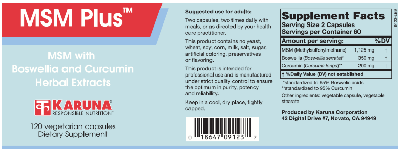 MSM Plus (Karuna Responsible Nutrition) Label