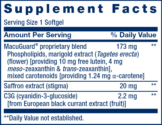MacuGuard® Ocular Support with Saffron (Life Extension) Supplement Facts