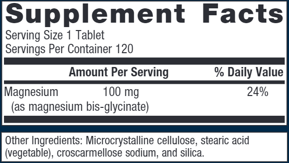 Mag Glycinate (Metagenics) 120ct Supplement Facts