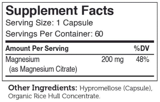 Magnesium Citrate (Advanced Nutrition by Zahler) Supplement Facts
