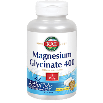 Magnesium Glycinate 400 mg (KAL) 120ct FrontMagnesium Glycinate 400 mg 120ct KAL