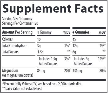 Magnesium Gummies Tangerine Trace Minerals Research supplement facts