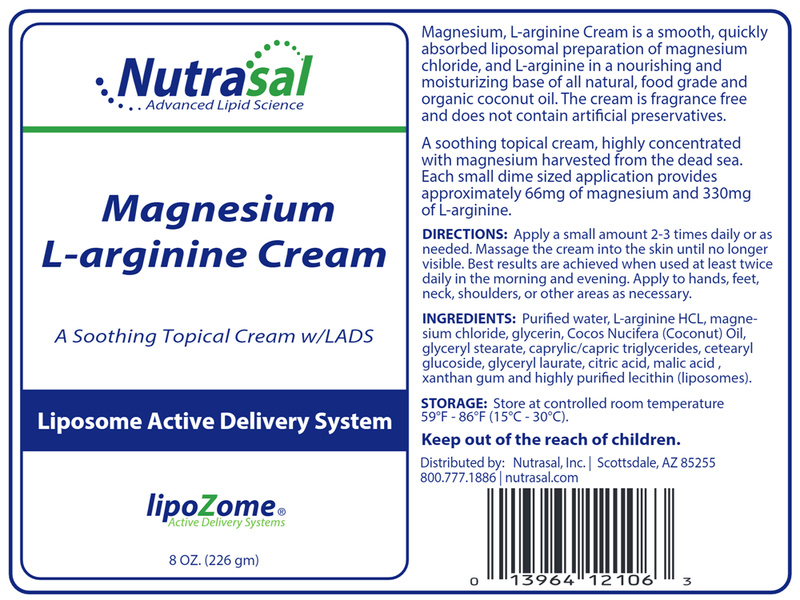 Magnesium L-Arginine Cream (Nutrasal (PhosChol)) Label