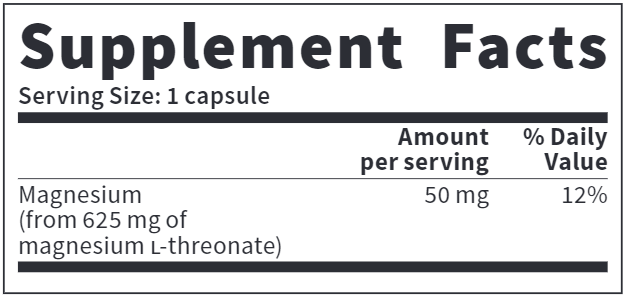 Magnesium L-Threonate (Vitazan Pro) Supplement Facts