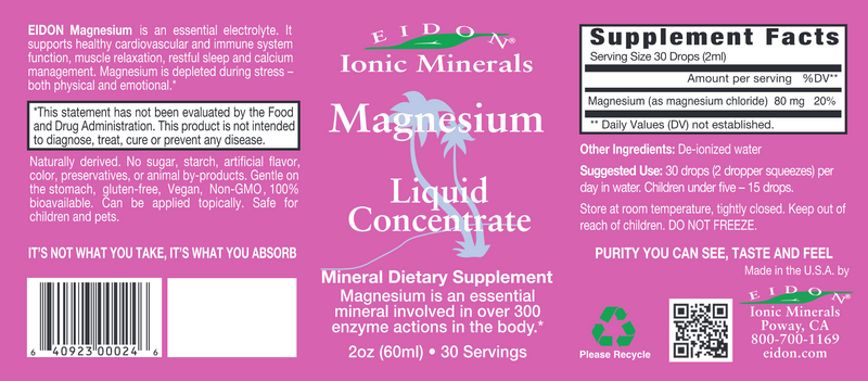 Magnesium Liquid (Eidon) Label