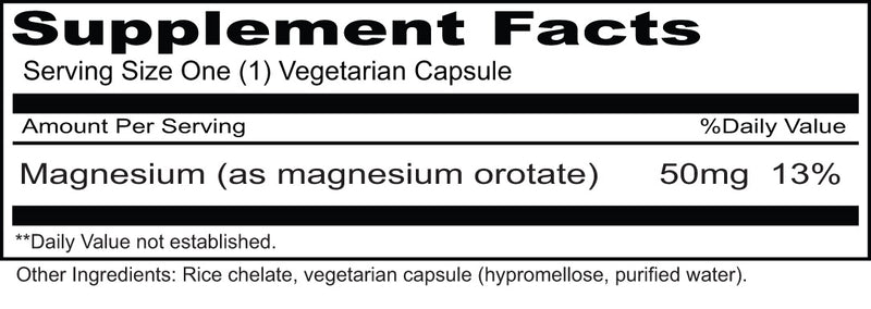 Magnesium Orotate (Priority One Vitamins) Supplement Facts