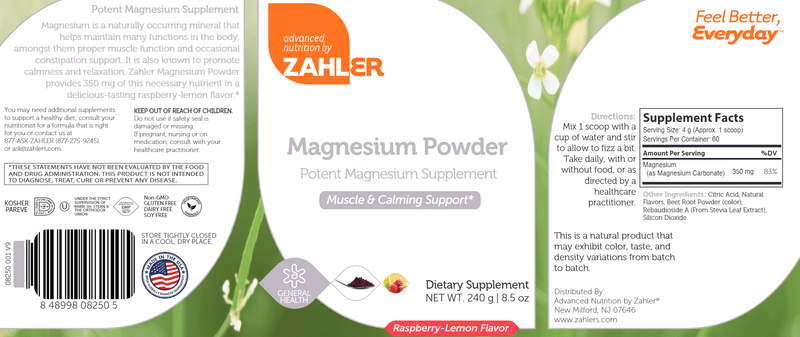 Magnesium 350 (Advanced Nutrition by Zahler) Label