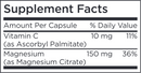 magnesium citrate (metabolic maintenance) supplement facts