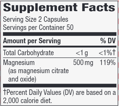 Magnesium Citrate Complex (Nature's Way) Supplement Facts