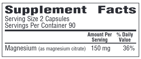Magnesium Citrate (Bio-Tech Pharmacal) 180ct Supplement Facts