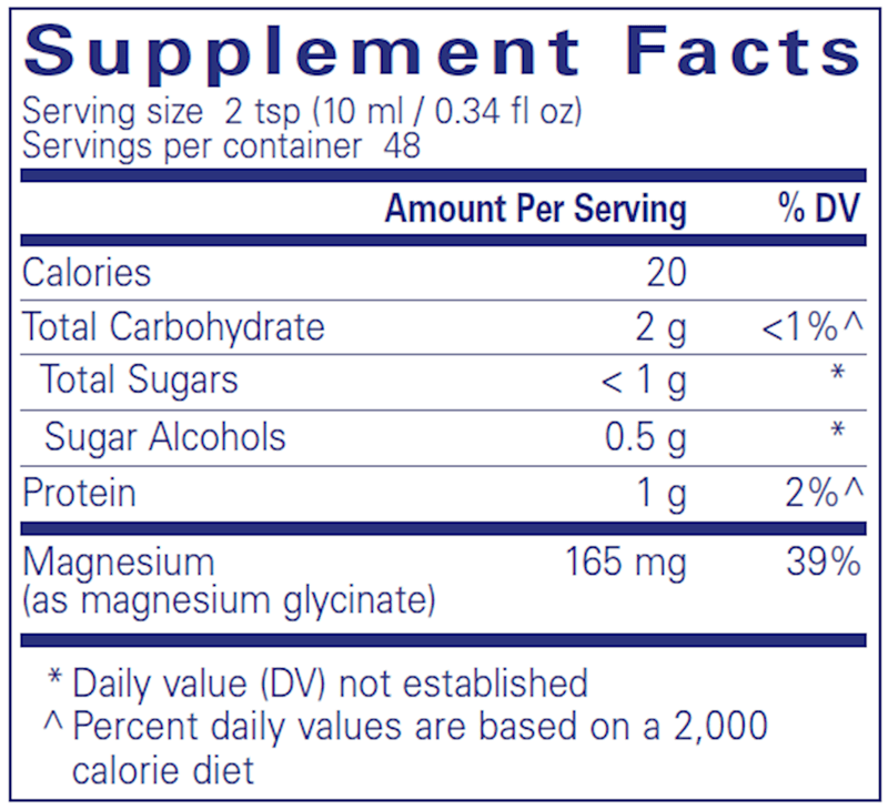 Magnesium Glycinate Liquid (Pure Encapsulations) supplement facts