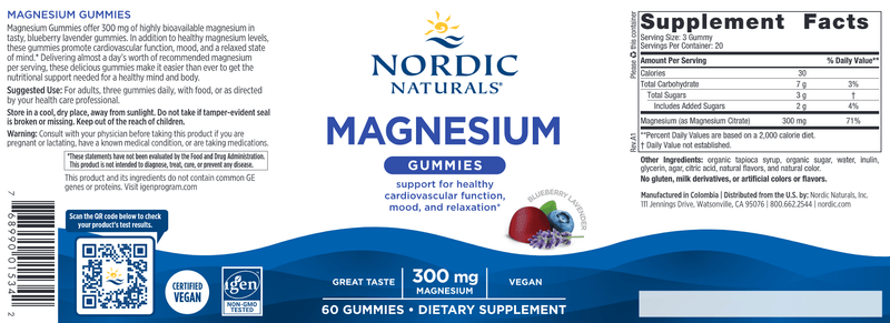 Magnesium Gummies (Nordic Naturals) Label