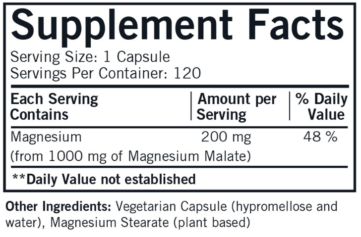 Magnesium Malate 1000 mg (Kirkman Labs) Supplement Facts
