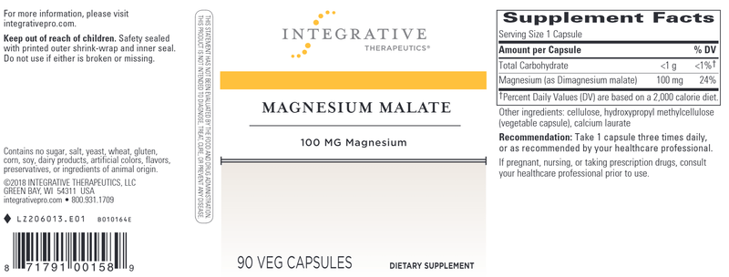 Magnesium Malate (Integrative Therapeutics) Label