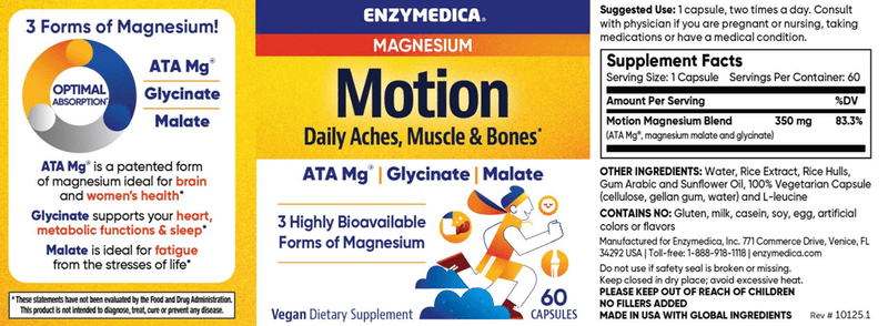 Magnesium Motion (Enzymedica) Label