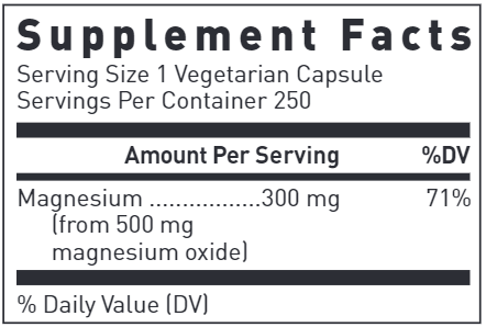 Magnesium Oxide 500 mg Douglas Labs supplement facts