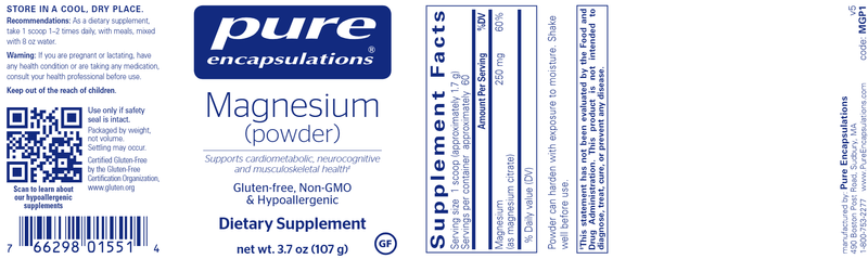 Magnesium Powder - (Pure Encapsulations) label