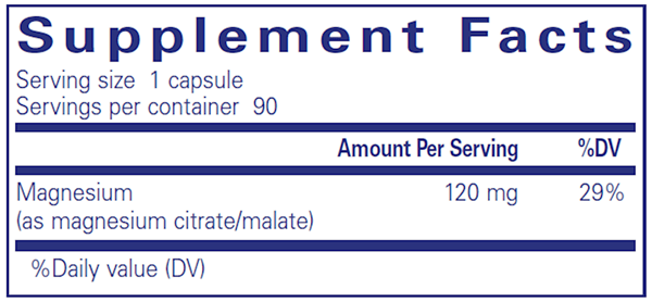 Magnesium (Citrate/Malate) 90 caps (Pure Encapsulations) supplement facts