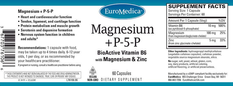 magnesium + p-5-p euromedica label