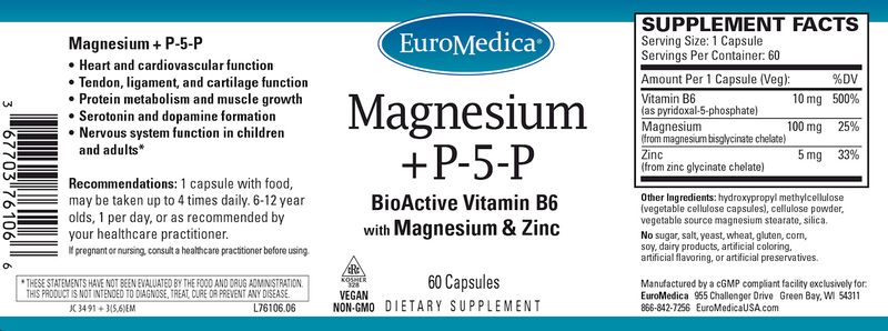 Magnesium + P-5-P (Euromedica) Label