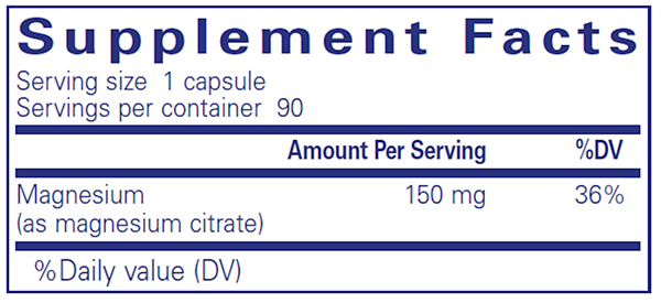 Magnesium (citrate) 90 caps - (Pure Encapsulations) supplement facts