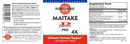maitake d fraction pro 4x tablets (mushroom wisdom inc.) label