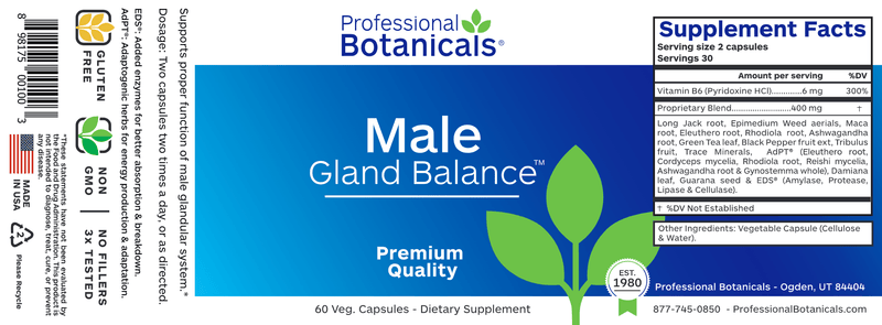 Male Gland Balance (Professional Botanicals) Label