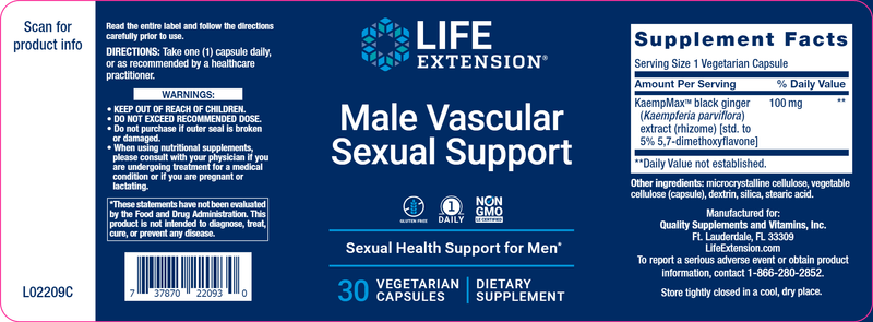 Male Vascular Support (Life Extension) Label